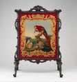 Cheval fire screen, Panel attributed to Thomas Moore (British, ca. 1700–1788), Mahogany, wool knotted-pile panel (not original to the screen), British