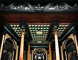 Cabinet, Oak and poplar wood veneered with ebony; ivory; stained ivory; bone, and various marquetry woods, including kingwood and amaranth; ebonized pearwood; gilt-bronze capitals and bases; plated-iron hardware, French, Paris