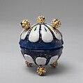 Toilet box, Painted enamel on copper, partly gilt, glass, Italian, Venice