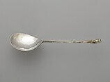 Lion sejant spoon, A. B., England, Silver, parcel gilt, British, Provincial