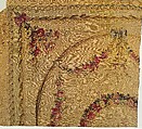 Tester bed (lit à la duchesse en impériale), Georges Jacob (French, Cheny 1739–1814 Paris), Carved, painted and gilded walnut, pine, and linden; iron hardware; silk and wool Beauvais tapestry; modern silk damask, French, Paris