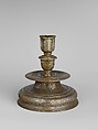 Candlestick, Brass, inlaid with silver, Italian, probably Venice
