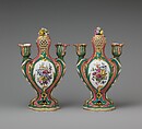 Potpourri vase with candleholders (pot-pourri à bobêche) (one of a pair), Sèvres Manufactory (French, 1740–present), Soft-paste porcelain, French, Sèvres
