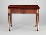 Game table, David Roentgen (German, Herrnhaag 1743–1807 Wiesbaden, master 1780), Oak and walnut, veneered with mahogany, maple, holly (the last two partially stained); iron, steel, brass, gilt bronze; felt and partially tooled and gilded leather, German, Neuwied am Rhine