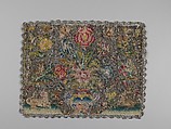 Cushion cover, Silk and metal thread on canvas, British