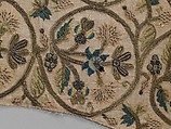 Embroidered sleeve pieces, Silk and metal thread on linen, British