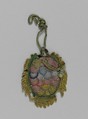 Perfume case, Silk and metal thread, British