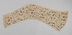 Embroidered sleeve pieces, Silk and metal thread on linen, British