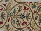 Embroidered sleeve pieces, Silk and metal thread on linen, British