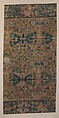 Table carpet fragment, Canvas worked with wool and silk thread; tent stitch, British