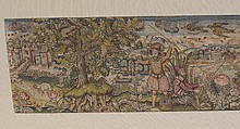 Valance (one of a set of three), Canvas worked with silk and metal thread; tent, long-and-short, and couching stitches, British