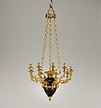 Nine-light chandelier, Gilt and patinated bronze, French