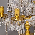 Six-light candelabrum (girandole) (one of a pair), Rock crystal, gilt bronze, silvered brass, iron, brass wire, glass, possibly Swedish