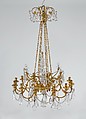 Eighteen-light chandelier, Gilt bronze, rock crystal, French