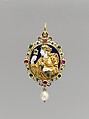 Prudence, Enamel on reverse after a design by Etienne Delaune (French, Orléans 1518/19–1583 Strasbourg), Chalcedony, mounted in gold with enamel, rubies, emeralds, diamond, and pearl, French, Paris