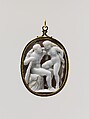 Hercules and Omphale, Sardonyx, mounted in gold as a pendant, probably Italian