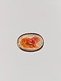 Walking lion, Sardonyx, mounted in gold as a ring, probably Italian