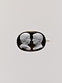Confronted busts of the Emperor Hadrian (Publius Aelius Hadrianus, 76–138) and his favorite, Antinous (d. 130), Sardonyx, gold, Italian, probably Rome