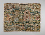 The Five Senses and the Four Elements, Canvas worked with silk thread; tent, rococo, knot, and couching stitches, British