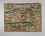 The Five Senses and the Four Elements, Canvas worked with silk thread; tent, rococo, knot, and couching stitches, British