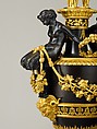 Three-light candelabrum (one of a pair), Patinated and gilt-bronze, enameled bronze, marble, French
