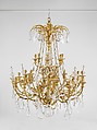 Twenty-four-light chandelier (lustre) (one of a pair), Gilt bronze, rock crystal, French