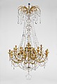Fifteen-light chandelier, Gilt bronze, Bohemian glass, French