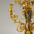 Pair of seven-light candelabra (candélabres or girandoles), Gilt bronze, griotte marble, bardiglio marble, French