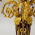Pair of seven-light candelabra (candélabres or girandoles), Gilt bronze, griotte marble, bardiglio marble, French