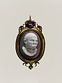 Bust of the Emperor Vespasian (Titus Flavius Vespasianus, 9–79), Onyx, mounted in gold, with rubies, amethyst, and emerald, as a pendant, Italian