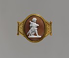 Cupid with a Dog, Luigi Saulini (Italian, 1819–1883), Shell, gold, Italian, Rome