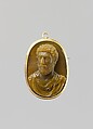Bust of a Roman, Cryptocrystalline quartz (probably chalcedony) and gold, Italian