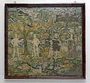 Adam and Eve with Charles I and Henrietta Maria, Canvas worked with silk and metal thread; tent and couching stitches, British