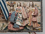 Cabinet with scenes from the Story of Esther, Wood; silk satin worked with silk, metal threads (metal strip wrapped silk, silk-wrapped coiled wire, wire) linen thread, seed pearls, mica, feathers; detached buttonhole, buttonhole filling variations; French knot, single knot, laid work, couching, satin, and stem stitches; metal thread trim (metal strip wrapped on silk core; metal strip) wood frame; silk lining; mirror glass, glass bottles; printed paper, British
