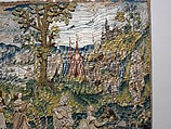 Return of Jephthah, Canvas worked with silk and metal thread; tent, Gobelin, satin, split, stem, knotted, straight, Ceylon, couching, and detached buttonhole stitch variations, British