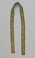 Belt or girdle with a woven love poem, Tapestry weave band with silk and metal thread, Italian