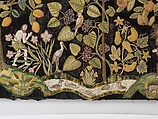The Garden of Eden, Velvet worked with silk and metal thread; long-and-short, split, stem, satin, chain, knots, and couching stitches; applied canvas worked with silk thread in tent stitch, British