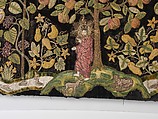 The Garden of Eden, Velvet worked with silk and metal thread; long-and-short, split, stem, satin, chain, knots, and couching stitches; applied canvas worked with silk thread in tent stitch, British
