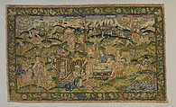 Scenes from the Story of Abraham, Linen worked with silk thread; tent and couching stitches, British