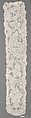 Lappet (one of a pair), Bobbin lace, point d'Angleterre, Flemish, Brussels
