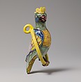 Parrot on a ring perch, Faience (tin-glazed earthenware), Dutch, Delft