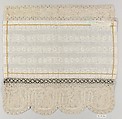 Detail from a cap, Muslin and silk thread; bobbin lace, Hungarian