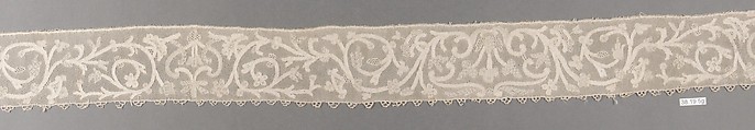 Hebrew ritual lace (one of four), Silk, needle lace, Italian, Burano