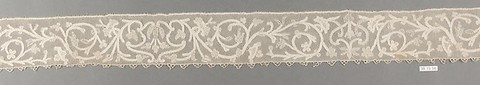 Hebrew ritual lace (one of four), Silk, needle lace, Italian, Burano
