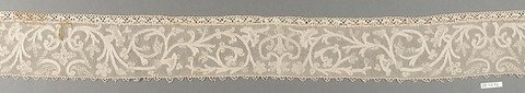 Hebrew ritual lace (one of four), Silk, needle lace, Italian, Burano
