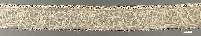 Hebrew ritual lace (one of four), Silk, needle lace, Italian, Burano