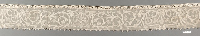 Hebrew ritual lace (one of four), Silk, needle lace, Italian, Burano