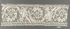 Fragment, Embroidered net, German, Dresden