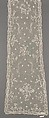 Quille (one of a pair), Needle lace, point d’Alençon, French