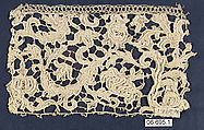 Fragment, Needle lace, gros point lace, Italian, Venice